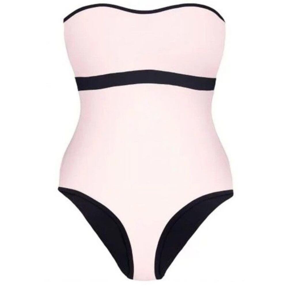 Heidi klein bb bandeau reversible pink black one piece swimsuit luxury size M